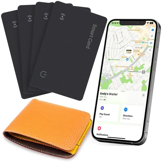Main image of Wallet Tracker Card, Rechargeable, Works with Apple Find My, 4 Pack Apple MFi Certified Slim Tracking Card With Wireless Charging For Wallets, Passports And Luggage, IP68 Waterproof, iOS Only