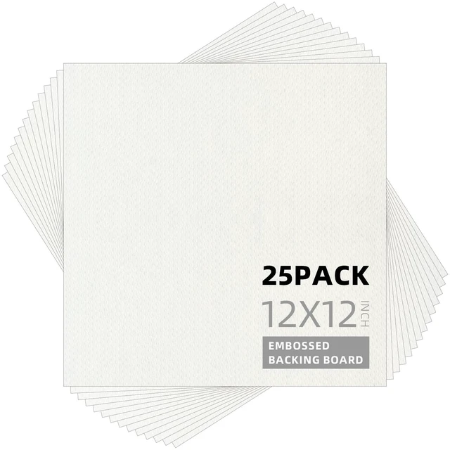 Main image of 25 Pack Embossed Backing Boards, 12x12 Uncut White Mat Boards Acid Free Backer Boards Ideal for Photos, Pictures, Prints, Frames, and Artwork