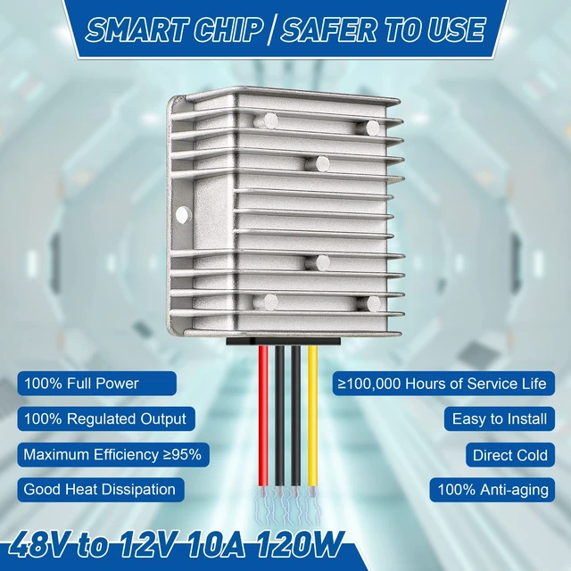 Alt view image 7 of 7 - 10A 120W Golf Cart 36V 48V to 12V Converter Voltage Reducer, 4 Pack DC to DC Buck Converter, 12 Volt Voltage Regulator for Golf Cart RV Audio LED Strip Light, Universal Power Stabilizer