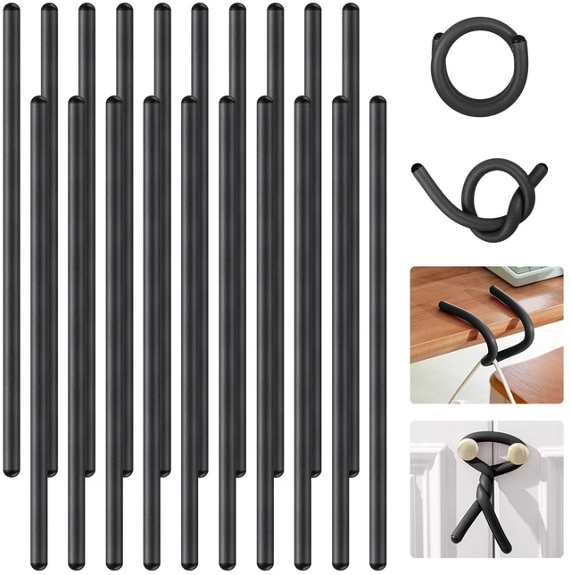Main image of 20 Pcs 17 Inch Reusable Foam Rubber Twist Ties Bendable, Black Heavy Duty Silicone Cable Rubber Ties, Flexible Foam Covered Twist Ties for Bundling and Holding