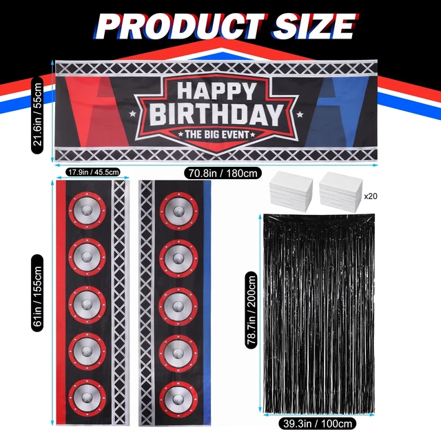 Alt view image 6 of 7 - Birthday Party Decorations, Party Backdrop with Entrance Decorations Wrestling Birthday Party Decorations with Backdrop, Fringe Curtain and Party Accessories for an Exciting Entrance Display