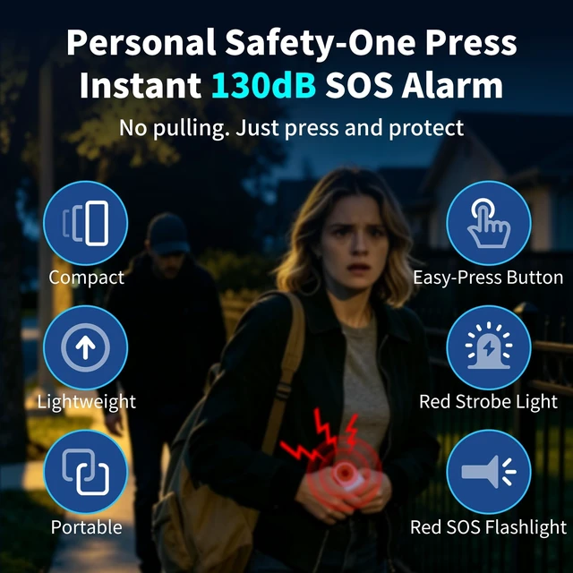 Alt view image 3 of 7 - 3-in-1 Personal Safety Alarm, Hidden Camera Detectors, Door Window Alarm 130dB Loud Personal Alarm for Women, Vibration Alarm, Travel Safety Essentials, Rechargeable, Strobe Red Light, Gifts, Hotel