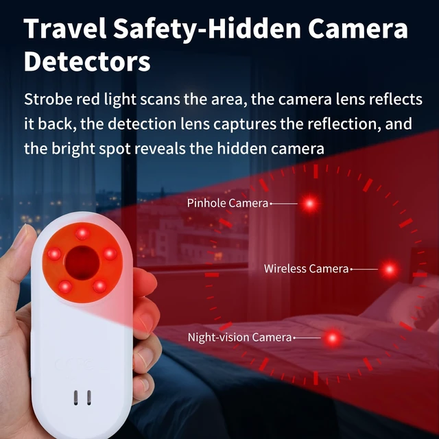 Alt view image 4 of 7 - 3-in-1 Personal Safety Alarm, Hidden Camera Detectors, Door Window Alarm 130dB Loud Personal Alarm for Women, Vibration Alarm, Travel Safety Essentials, Rechargeable, Strobe Red Light, Gifts, Hotel