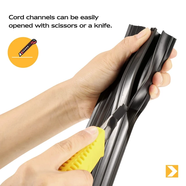Alt view image 4 of 7 - Heavy Duty Floor Cable Cover Cable Protector, 6.5 Ft, 3 Channels Floor Cord Cover, Mid Channel 0.62", Contains Cords, Cables and Wires, Office, Home, or Outdoor