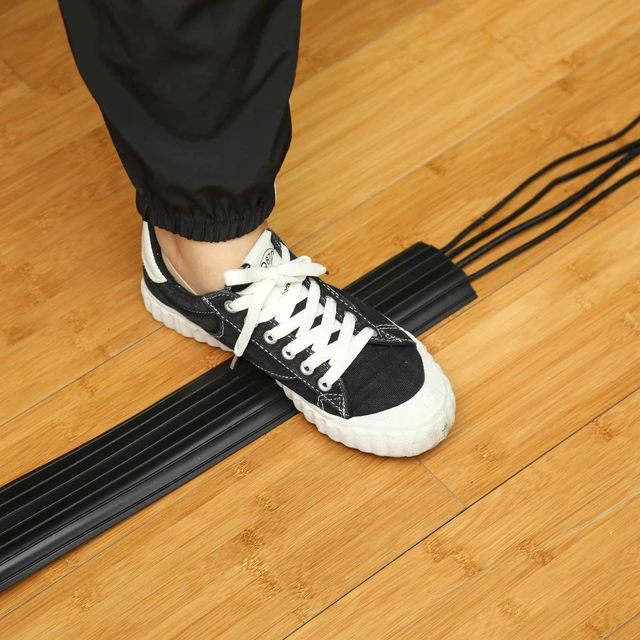Alt view image 7 of 7 - Heavy Duty Floor Cable Cover Cable Protector, 6.5 Ft, 3 Channels Floor Cord Cover, Mid Channel 0.62", Contains Cords, Cables and Wires, Office, Home, or Outdoor