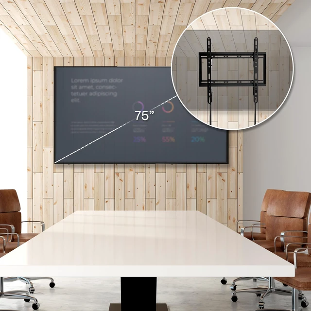 Alt view image 2 of 7 - Black TV Wall Mount for 32 to 75 inch Screens, MOUNT-VW075F Heavy Duty Steel, TV Wall Bracket fits LCD LED Curved and Flat Panel Screens, Max VESA 400x400mm, Holds 165 lbs