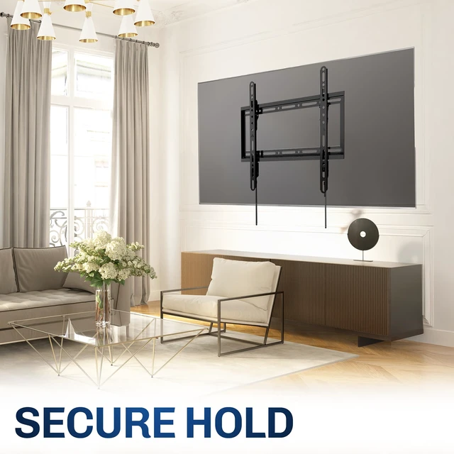 Alt view image 7 of 7 - Black TV Wall Mount for 32 to 75 inch Screens, MOUNT-VW075F Heavy Duty Steel, TV Wall Bracket fits LCD LED Curved and Flat Panel Screens, Max VESA 400x400mm, Holds 165 lbs
