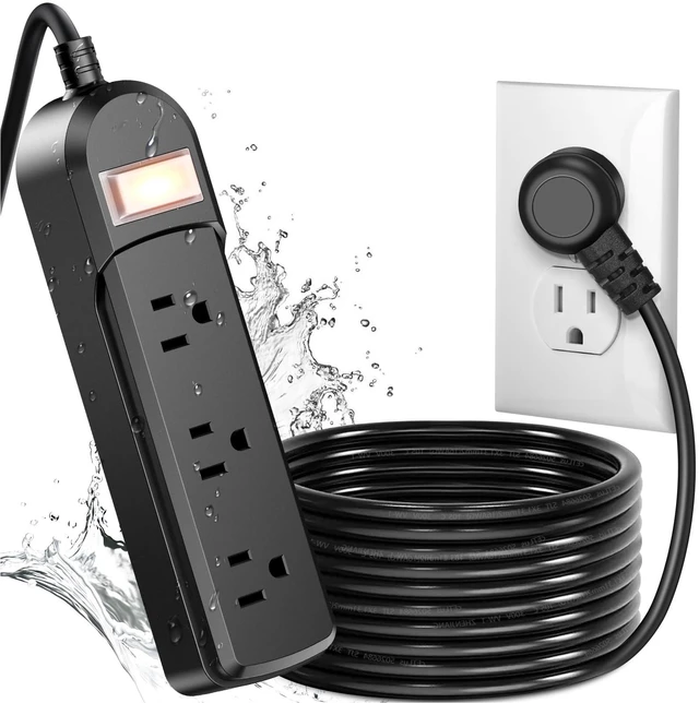 Main image of Outdoor Power Strip Weatherproof, 3 AC Outlets 15FT Extension Cord Wall Mountable, On/Off Switch, 13A/1625W Heavy Duty, for Patio Garden RV Outdoor