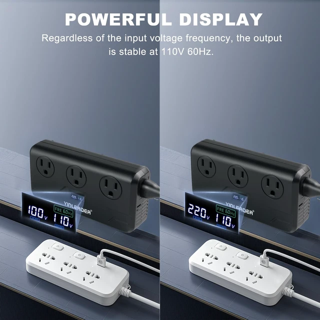 Alt view image 7 of 7 - 220V to 110V Voltage Converter US to Europe Travel Adapter for Hair Straightener/Curling Iron Step Down Transformer with USB-C (20W PD) Charging and UK/AU/EU Worldwide Plug Adapter