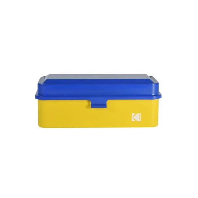 Alt view image 3 of 7 - 120/135 Film Case - for 8 Rolls of 120 Films / 10 Rolls of 35mm Films - Retro Steel Case to Sort & Safeguard Film (Blue Top/Yellow Body)