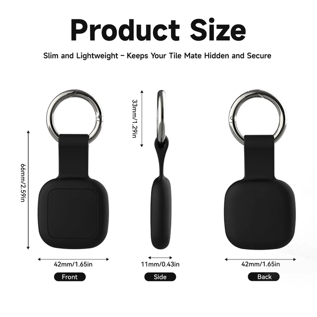 Alt view image 6 of 7 - 4-Pack Holder for Life360 Tile Mate 2024/2022 Tracker with Keychain Soft Silicone Scratch Resistant Cover, Anti-Lost Case Accessories for Bag,Luggages,Keys,Pets,Dogs,Black/White/Pink/Dark Blue