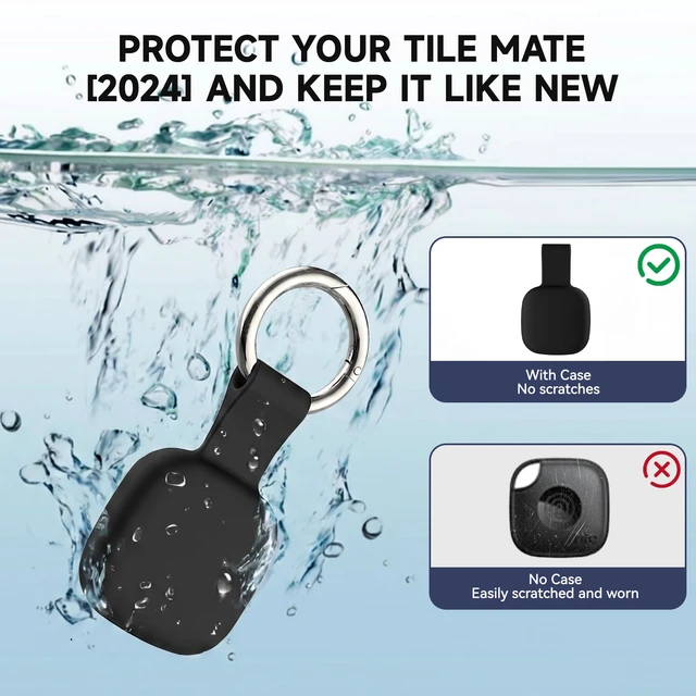 Alt view image 4 of 7 - 4-Pack Holder for Life360 Tile Mate 2024/2022 Tracker with Keychain Soft Silicone Scratch Resistant Cover, Anti-Lost Case Accessories for Bag,Luggages,Keys,Pets,Dogs,Black/White/Pink/Dark Blue