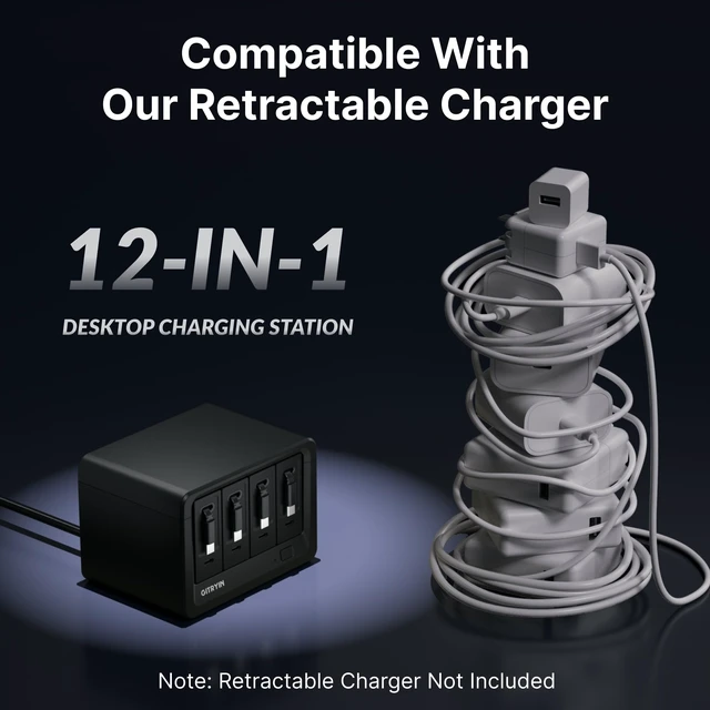 Alt view image 3 of 7 - 8-in-1 Power Strip, 3.28FT Heavy Duty Extension Cord Modular Charging Station with 8 AC Outlets, Extension Cord 45° Flat Plug for Home Office, Desktop Accessories, Black