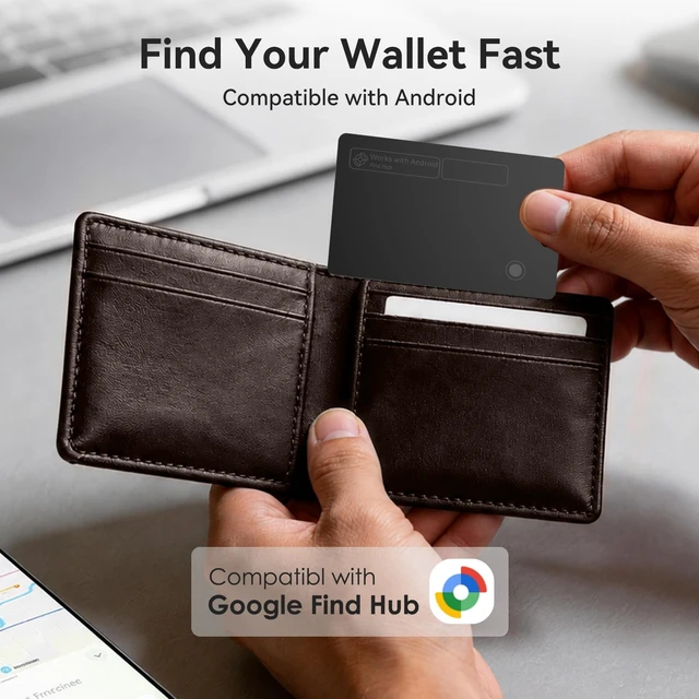 Alt view image 2 of 7 - Wallet Tracker Card, 0.07 in Slim Wallet Finder Compatible with Android Google Find Hub, IP68 Waterproof, Tracking Card for Wallet, Luggage Tag, Passport