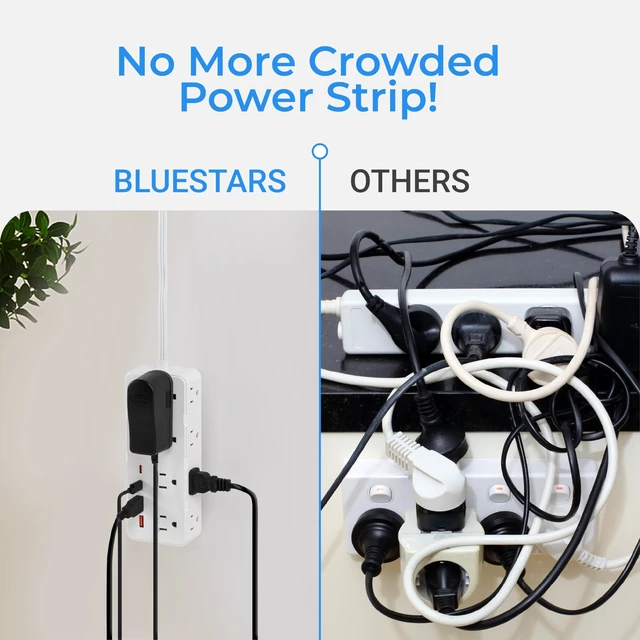 Alt view image 6 of 7 - Short Extension Cord 1Ft - 8 Outlets Small Power Strip Flat Plug Surge Protector with 4 USB (5V 3.4A 17W), Multi Plug Wall Outlet Splitter, Short Cord Outlet Extender for Home Office Dorm Collages