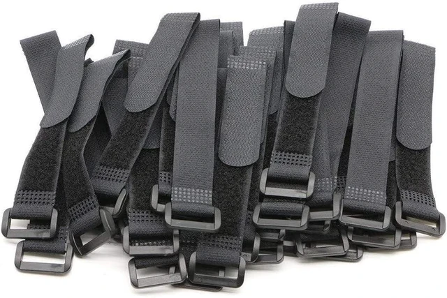 Main image of 25pcs Black Reusable Fastening Cable Straps, Hook and Loop Cable Tie Down Straps 1" x 18"