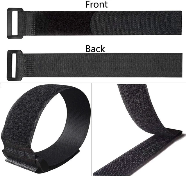 Alt view image 4 of 7 - 25pcs Black Reusable Fastening Cable Straps, Hook and Loop Cable Tie Down Straps 1" x 18"
