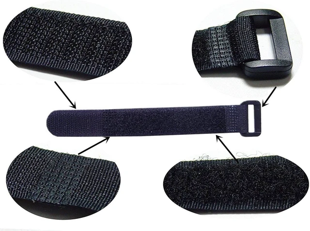 Alt view image 3 of 7 - 25pcs Black Reusable Fastening Cable Straps, Hook and Loop Cable Tie Down Straps 1" x 18"