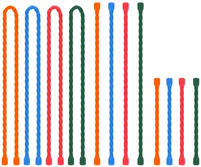 Main image of 12 PCS Silicone Cable Ties 4 6 12 Inch Steel-Core Twist Ties Reusable Rubber Ties Straps for Organizing Bundling and Holding Wire All Purpose Bendable Cord Tie for Indoor and Outdoor (4 Colors)