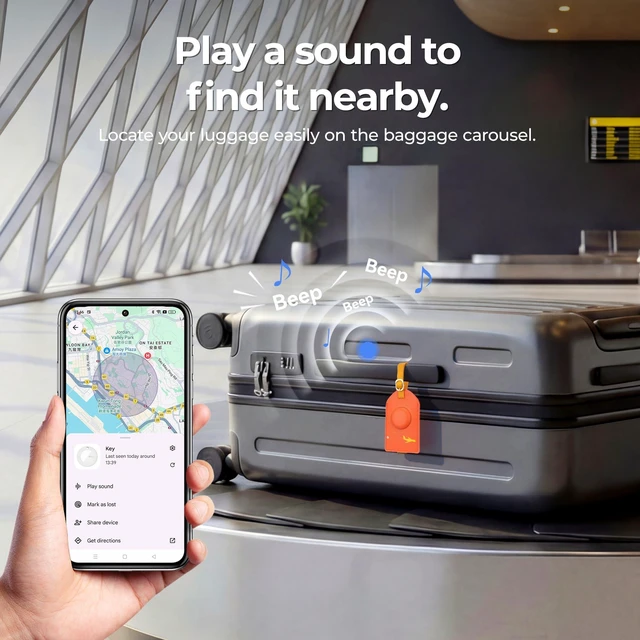 Alt view image 7 of 7 - Smart Bluetooth Luggage Tracker Tag for iOS & Android Works with Apple Find My & Google Find Hub, Anti-Lost Leather Travel Locator for Suitcase, Backpack & Gear, Orange