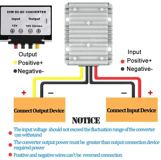 Alt view image 4 of 7 - DC 12V Step Up to 19V 5A 95W Boost Converter Waterproof Voltage Regulator for Golf Cart Club Car LED Strip Light