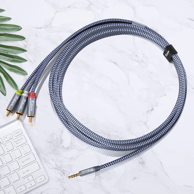 Alt view image 7 of 7 - 3.5mm to RCA Cable Audio Video Cables, 16.6FT/5M 3.5mm 1/8 TRRS to 3-Male RCA Adapter Stereo AUX Cord AV Cable for Camcorders, Handycam, MP3, Tablet, Speaker, Home Theater, DVD Player & More