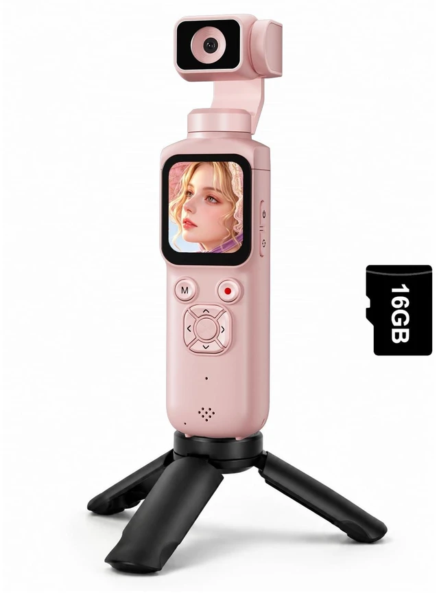 Main image of 4K Vlogging Camera for Youtube,75MP Pocket Camera with Face Tracking(Pink) 330°Rotating Lens,1.72" Touch Screen,WIFI,4X Zoom,16GB TF Card & Tripod,Handheld Video Camera for Blogger Youtuber