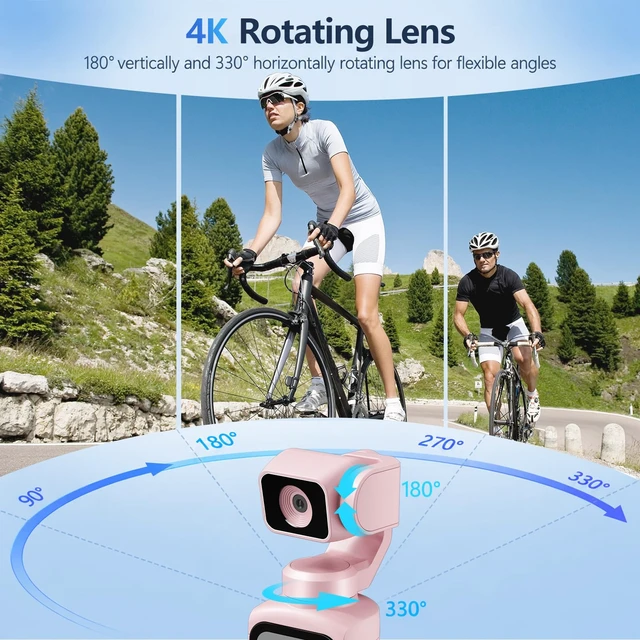 Alt view image 5 of 7 - 4K Vlogging Camera for Youtube,75MP Pocket Camera with Face Tracking(Pink) 330°Rotating Lens,1.72" Touch Screen,WIFI,4X Zoom,16GB TF Card & Tripod,Handheld Video Camera for Blogger Youtuber