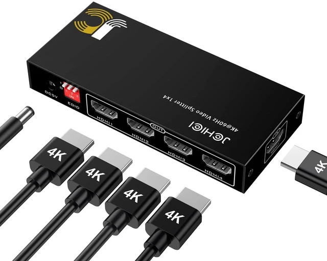 Main image of HDMI Splitter 1 in 4 Out, HDM1 Switcher Splitter 4K@60Hz 4:4:4, HDMI Spliter for Dual Monitors, EDID Control, Compatible with Xbox PS4 Blu-Ray Player HDTV (1 Source onto 4 Displays)