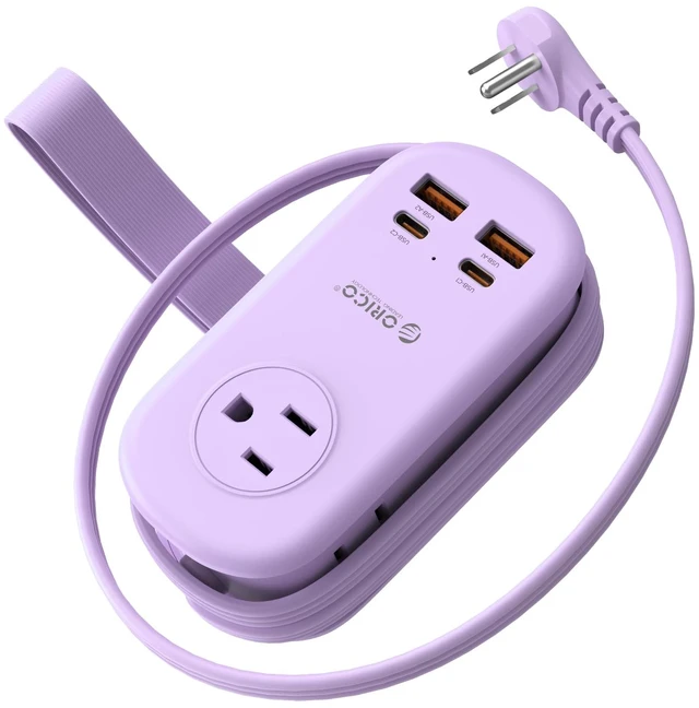 Main image of Travel Power Strip 65W GaN Charger Station with 4FT Extension Cord 7 in 13 AC Outlets & 2 USB A and 2 USB-C Ports) Flat Plug, Compact USB C Charger for Cruise Home Office Dorm Laptop