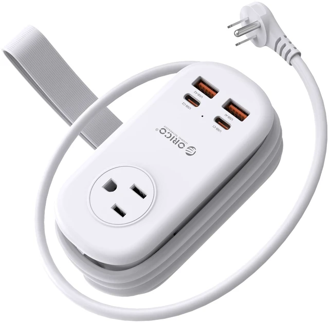Main image of 65W GaN Travel Power Strip with 3 Outlets & 4 USB Ports (2 USB C) 4FT Flat Plug Extension Cord with Cord Wrap Design, Compact USB C Charger for Cruise Home Office Dorm Laptop