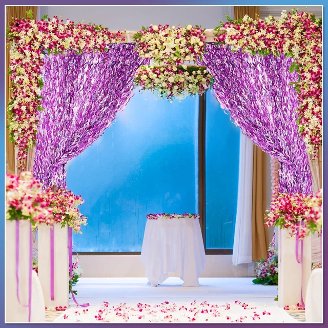 Alt view image 5 of 6 - 6 Pcs Foil Fringe Curtains Backdrop Tinsel, Light Purple 3.3x6.6 ft Wavy Shimmer Metallic Streamer for PartiesOcean Mermaid Birthday Shower,Photo Booth Background