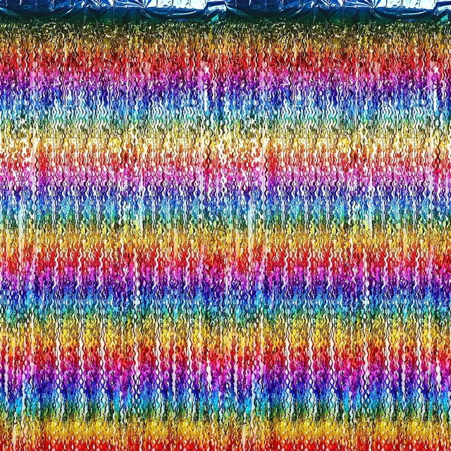 Main image of 6 Pcs Foil Fringe Curtains Backdrop Tinsel, Rainbow 3.3x6.6 ft Wavy Shimmer Metallic Streamer for PartiesOcean Mermaid Birthday Shower,Photo Booth Background