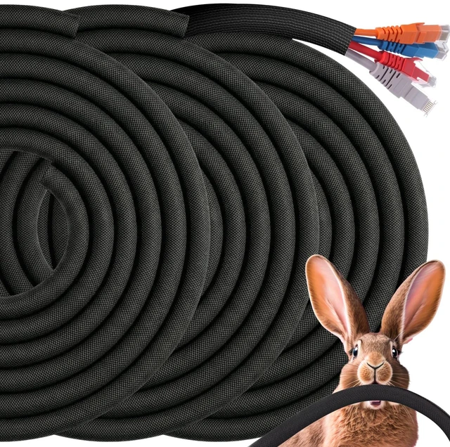 Main image of 3 Pack 30ft Cord Protectors from Pets No Chew, 3/8 Inch, Pet Material No Chew Cord Cover, Protects Cables from Rabbits Dogs Cats, Flexible Electrical Wire Management, Ideal for Home Office