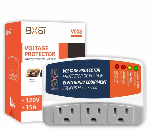 Main image of Surge Protector 3 Outlet Power Voltage Protector for Home Protects Against High and Low Voltage Brownout Surge Protector for Refrigerator/TV/PC 15A, 120V, 1800W (1 Pack)