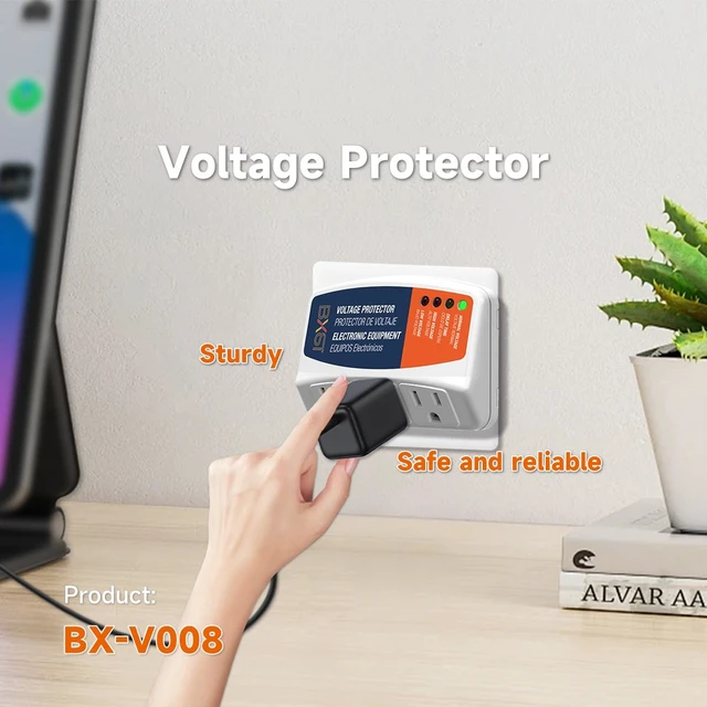 Alt view image 7 of 7 - Surge Protector 3 Outlet Power Voltage Protector for Home Protects Against High and Low Voltage Brownout Surge Protector for Refrigerator/TV/PC 15A, 120V, 1800W (1 Pack)