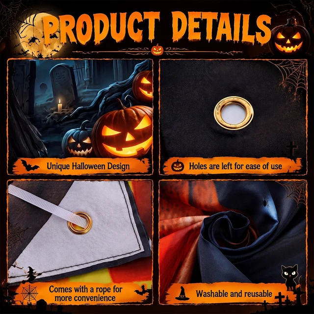 Alt view image 3 of 7 - 7 x 16 ft Witch Halloween Garage Door Cover Banner Decoration Waterproof Polyester, Halloween Haunted Party, Spooky Witch Bat Pumpkin Graveyard, Photo Backdrop, for Outdoor Home Wall