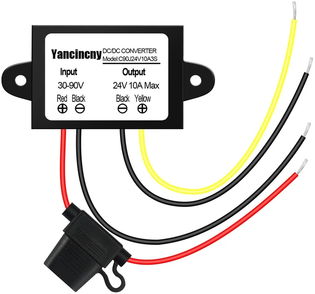 Main image of 24V 10A 240W DC-DC Buck Converter 30V-90V to 24 Volt 10A Transformer - 36V 48V Step Down to 24V Waterproof Power Supply for Truck/RV/Marine/Solar - Overload and Short Circuit Protection