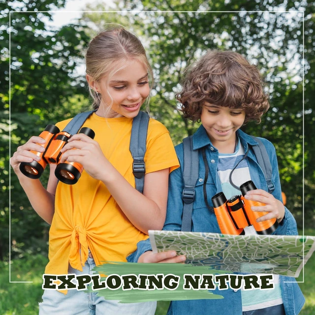Alt view image 6 of 7 - 24 Pcs Binoculars Bulk Educational Compact Binoculars with Neck String Telescope for Learning Bird Watching Camping Hiking Travel Safaris Birthday Gifts(Orange)