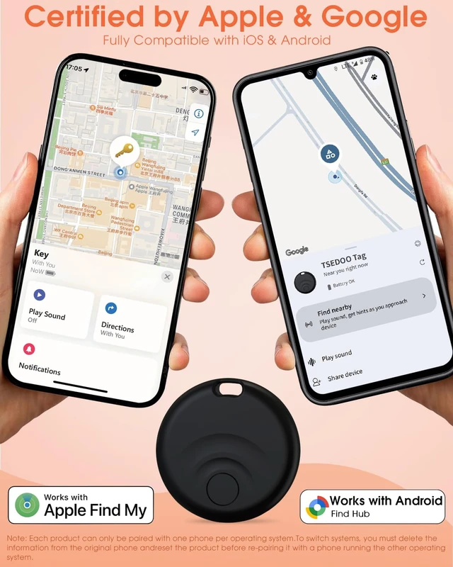 Alt view image 2 of 7 - 2026 Smart Tracker Tags for Android & iOS, Compatible with Apple Find My and Google Find My, to Help Track and Locate Your Keys, Wallet, Luggage, Backpack and Other valuables. (Black)