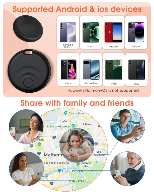 Alt view image 6 of 7 - 2026 Smart Tracker Tags for Android & iOS, Compatible with Apple Find My and Google Find My, to Help Track and Locate Your Keys, Wallet, Luggage, Backpack and Other valuables. (Black)