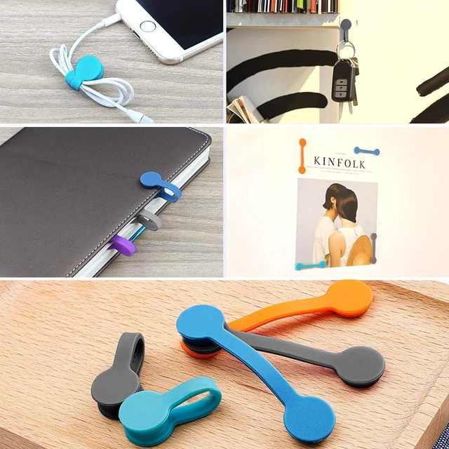 Alt view image 6 of 7 - Magnetic Cable Ties,Silicone Cord Twist Ties(10-Pack 5 Colors) Magnetic Cord Organizer for Bundling Earphone,Magnet Strap for Charging Wire Organizer, Earphone Cords Wrap, Fridge Magnets