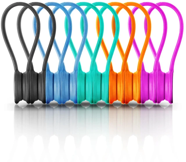 Main image of Magnetic Cable Ties,Silicone Cord Ties Twist Ties(10PCS,Multicolor) Reusable Magnetic Cable Organizer,Magnetic Cord Ties with Strong Magnet for Cable Bundling,Earphone Cords Wrap for Travel