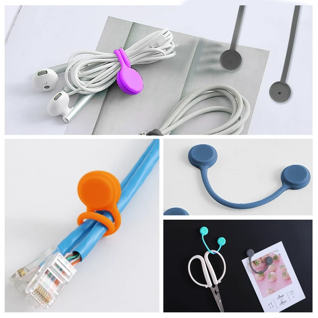 Alt view image 6 of 7 - Magnetic Cable Ties,Silicone Cord Ties Twist Ties(10PCS,Multicolor) Reusable Magnetic Cable Organizer,Magnetic Cord Ties with Strong Magnet for Cable Bundling,Earphone Cords Wrap for Travel