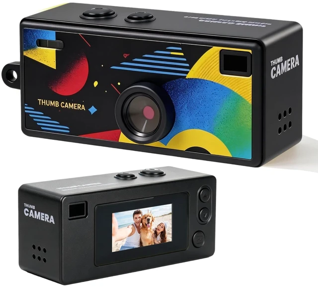Main image of Mini Digital Camera with 0.96 in LCD Screen1080P 130° Wide Angle Retro Digital Camera with 32GB SD Card USB Card Reader,Keychain Size Adapter for Travel Study Daily VloggingBlack