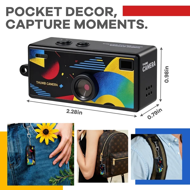 Alt view image 3 of 7 - Mini Digital Camera with 0.96 in LCD Screen1080P 130° Wide Angle Retro Digital Camera with 32GB SD Card USB Card Reader,Keychain Size Adapter for Travel Study Daily VloggingBlack