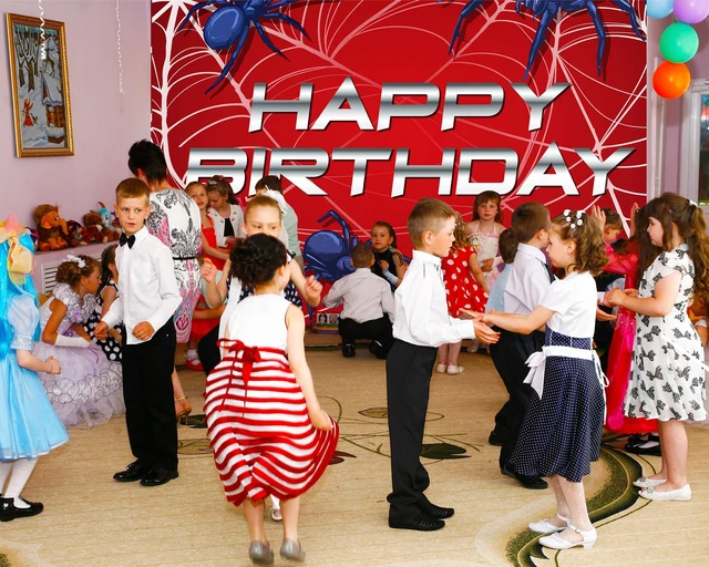 Alt view image 4 of 6 - 10 x 8 ft Happy Birthday Spider Web Backdrop Party Decoration Supplies Theme Banner Backdrop Decor for Birthday Party Photography Background Photo Props
