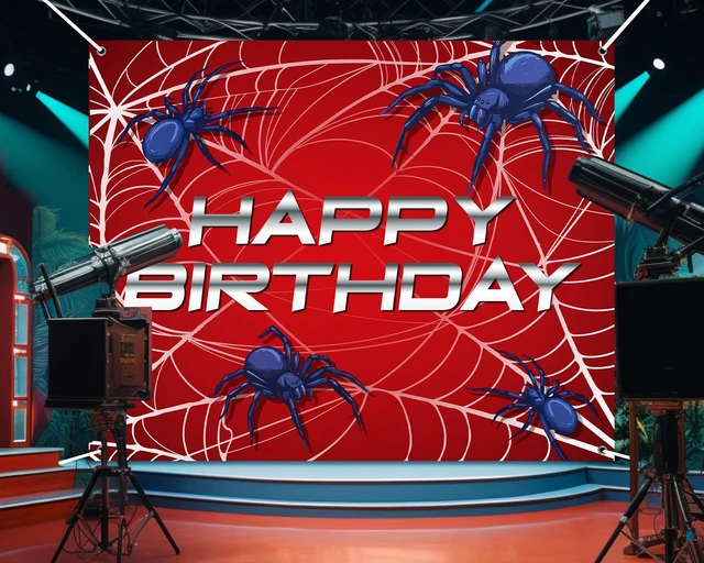 Alt view image 6 of 6 - 10 x 8 ft Happy Birthday Spider Web Backdrop Party Decoration Supplies Theme Banner Backdrop Decor for Birthday Party Photography Background Photo Props