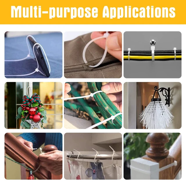 Alt view image 3 of 7 - Zcpotizi 12 Inch White Zip Ties 1000 Pack Bulk, 50 lbs Heavy Duty Nylon Cable Ties, UV Resistant Self Locking Wire Ties for Commercial, Garden, Indoor Outdoor Use