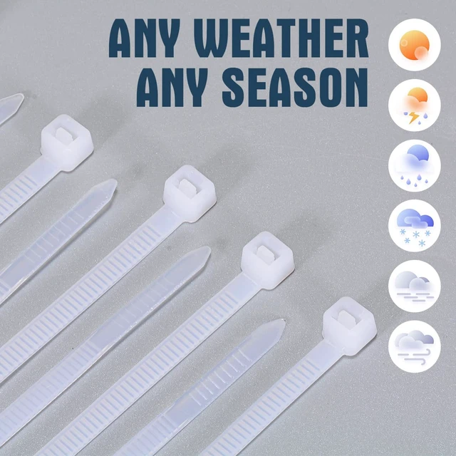 Alt view image 5 of 7 - Zcpotizi 12 Inch White Zip Ties 1000 Pack Bulk, 50 lbs Heavy Duty Nylon Cable Ties, UV Resistant Self Locking Wire Ties for Commercial, Garden, Indoor Outdoor Use